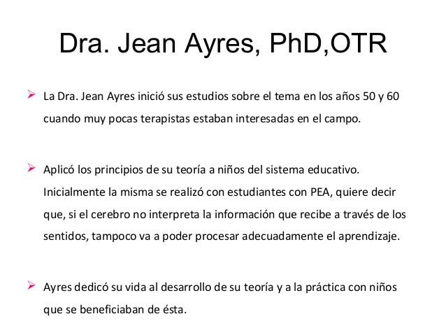 la integracion sensorial y el nio jean ayres